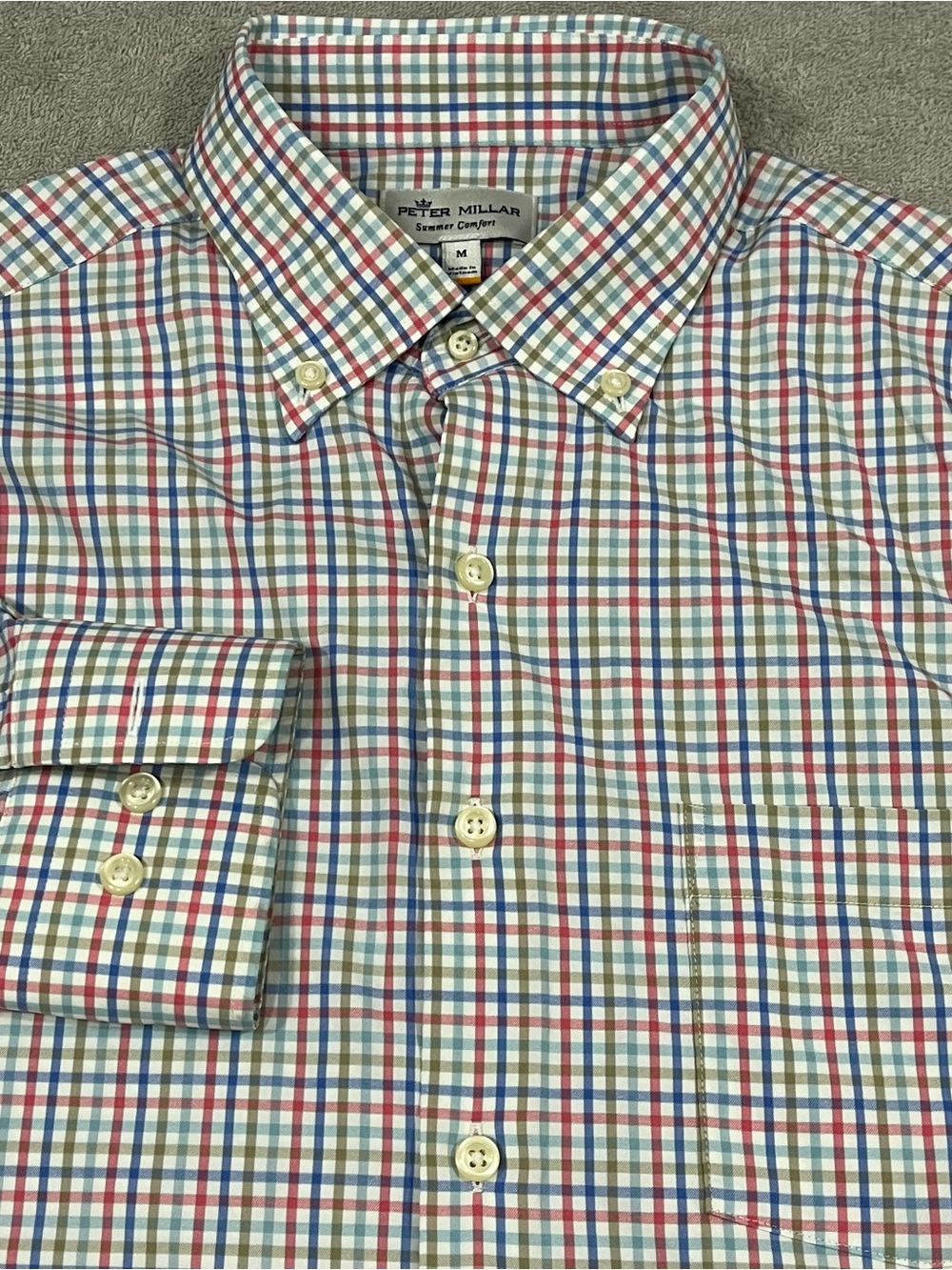 Peter Millar Summer Comfort Mens Size M Long Sleeve Button Down Shirt